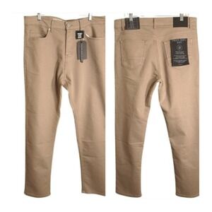 VGB Vintage Genes Black Men's W36x32L Pants French Terry Slim Fit Dark Khaki